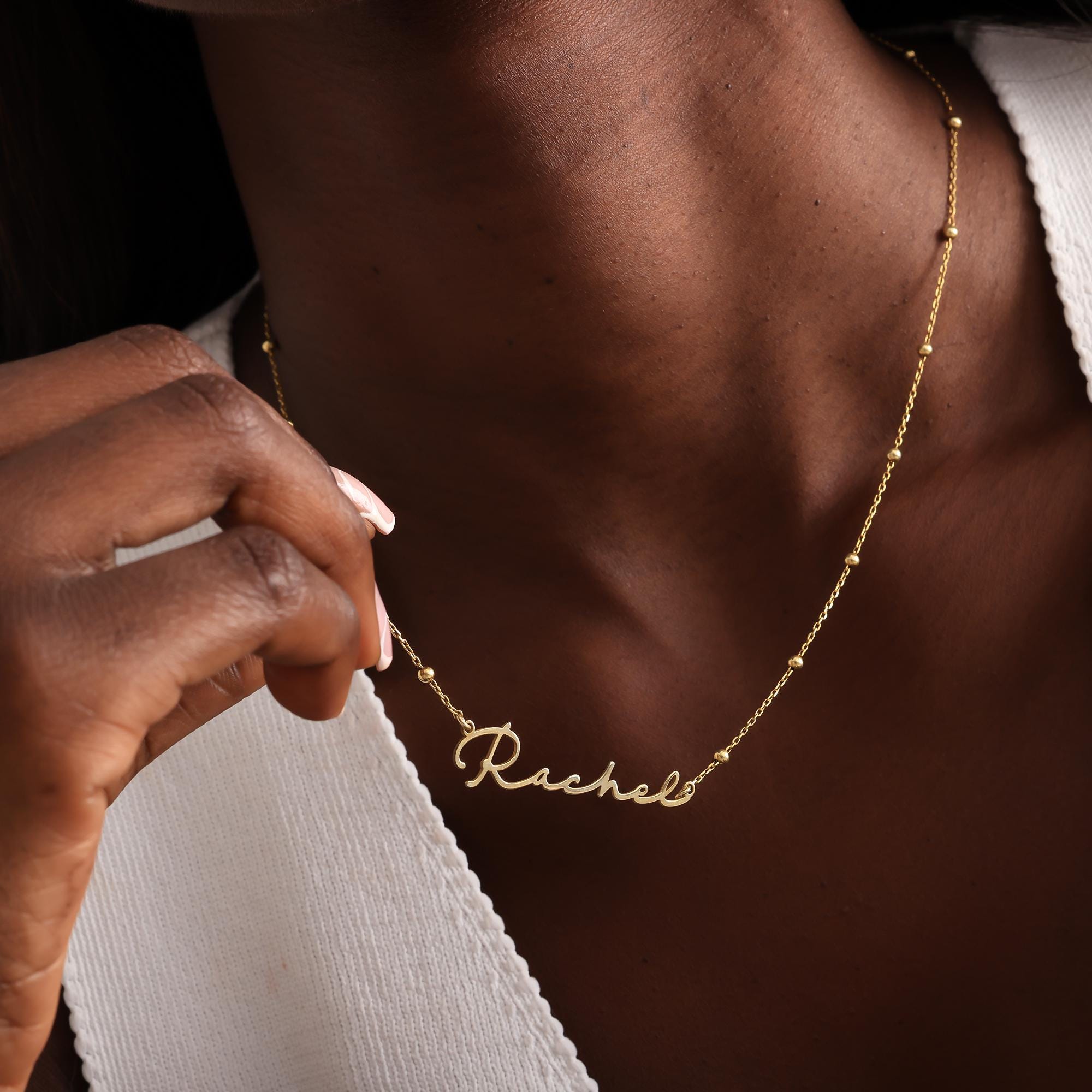 14K Gold Name Necklace, Personalized Name Pendant Necklace, Custom Name Necklace, Minimalist Name Jewelry for Women, Gift for Mum or Grandma