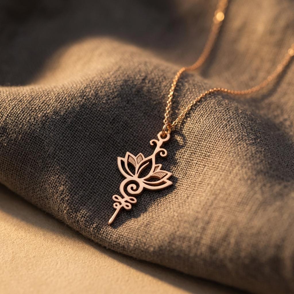 14K Gold Plated Lotus Necklace, Lotus Flower Necklace, Sacred Mom Necklace, Lotus Pendant, Elegant Necklace,Grandma Gifts, Boho Jewelry