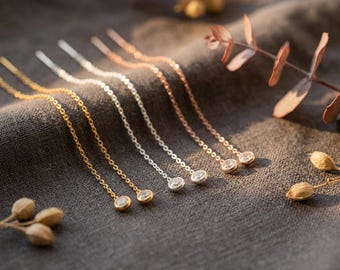 Pendientes largos de piedras preciosas, pendientes largos de oro, pendientes de cadena, pendientes delicados, pendientes largos, pendientes colgantes, pendientes para mamá, abuela