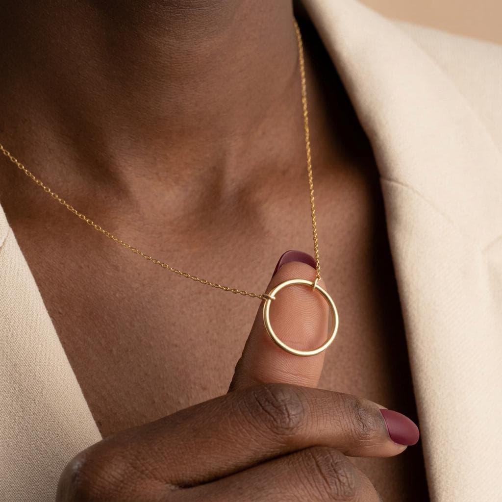 Dainty Gold Circle Necklace Simple Circle Necklace Sterling Silver Circle Necklace Circle Pendant Necklace for Mom, Gift For Grandma