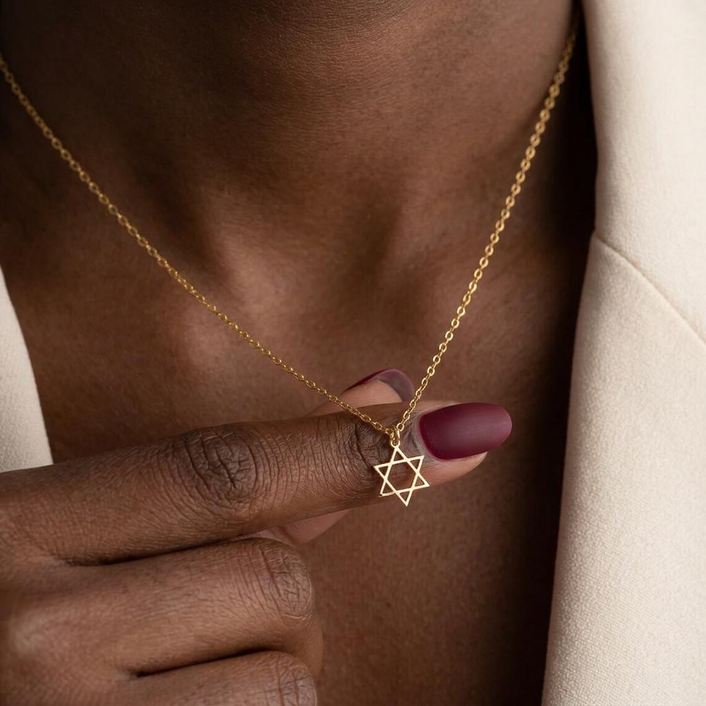 Dainty Star of David Necklace 14K Gold Magen David Necklace Silver Jewish Star Necklace Religious Star Necklace Tiny Star Gift for Mom,Nana