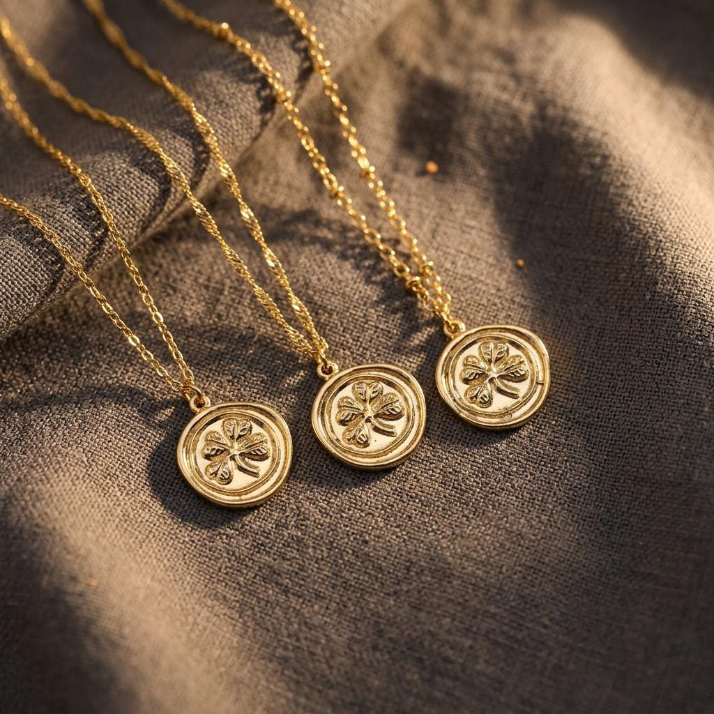 Dainty Minimalist Clover Necklace,18k Gold Clover Coin Necklace, Flower Pendant, Her Gift, Minimalist Flower Necklace, Everyday Jewelry