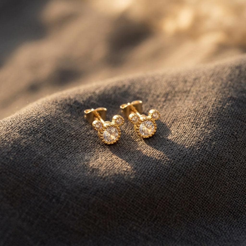 Tiny Pals Mickey Earrings, gold plated, seconds earrings, Disney jewelry accessories Dainty Simple Everyday Earrings, Gift for her, Women