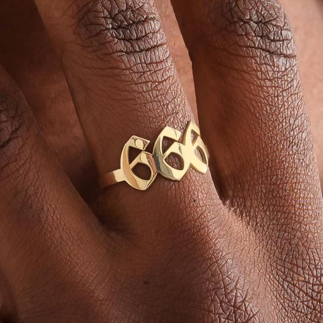 Angel Number Ring, 14K Gold Lucky Number Ring, 111 222 333 444 555 666 777 888 999 Ring, Silver Number Ring, Spiritual Numerology Jewelry