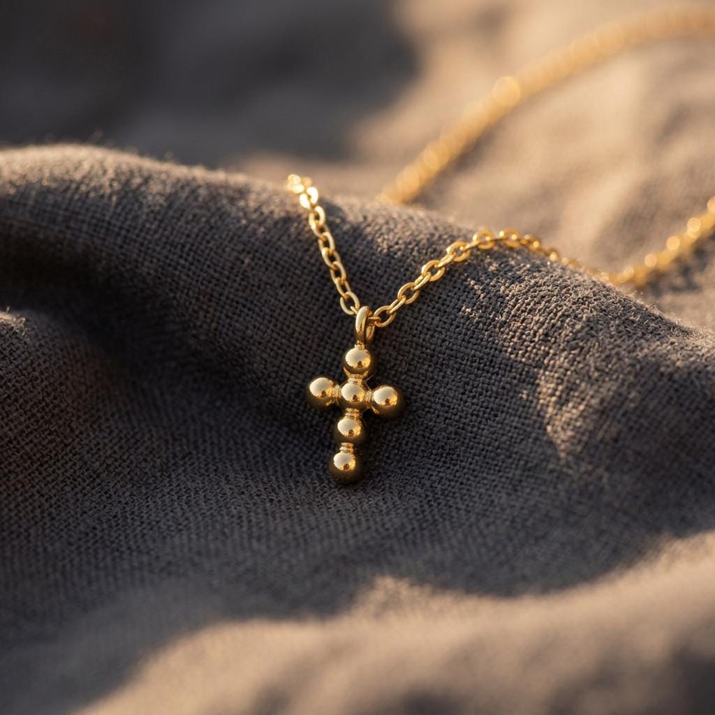 Dainty Cross Necklace, Faith Cross Pendant, 18k Gold Minimalist Layering Necklace, Christian Gift Baptism Jewelry,Gift for Her Women