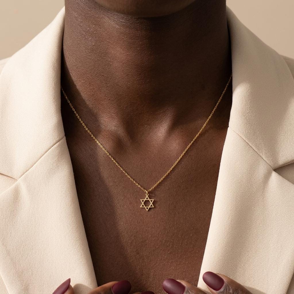 Tiny Star of David Necklace: 14K Gold plated Sterling Silver Magen David Jewelry,Dainty Tiny Star of David Gift for Mum,Nana
