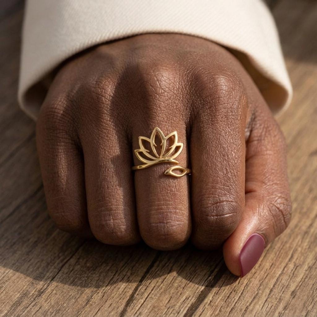 Dainty Lotus Ring: 14K Gold Filled Sterling Silver Stacking Ring, Lotus Symbol Ring, Flowers Ring, Dainty Ring,Gift For Mom,Nana