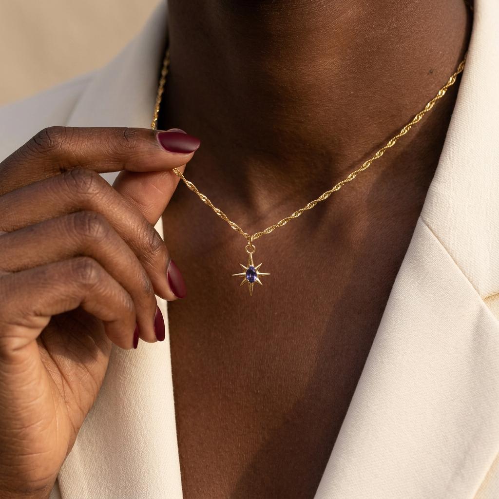 18K Gold North Star Necklace, Minimalist Celestial Star Pendant, Dainty Jewelry Gift, Minimalist Necklace, Gift for Her, Mom, Grandma