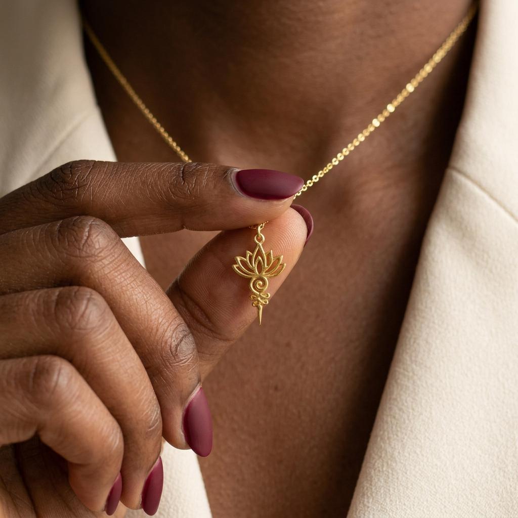 Lotus Flower Necklace, Gold Lotus Necklace, Silver Lotus Pendant, Spiritual Jewelry, Minimalist Necklace, Gift for Mom Grandma