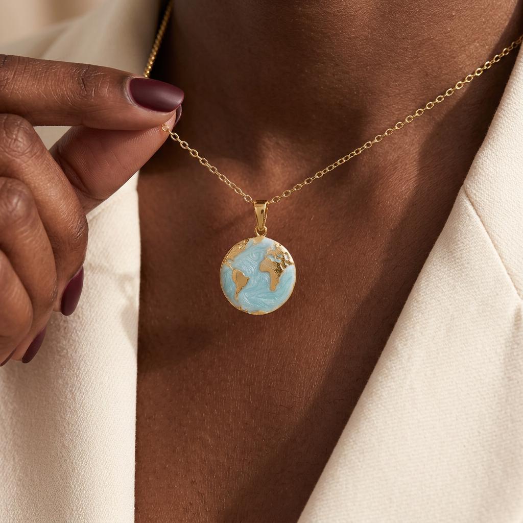 World Map Necklace, Travel Necklace, Minimalist Earth Necklace, Adventure Awaits Necklace, Gifts for Mom,Travel Lovers Gift for her