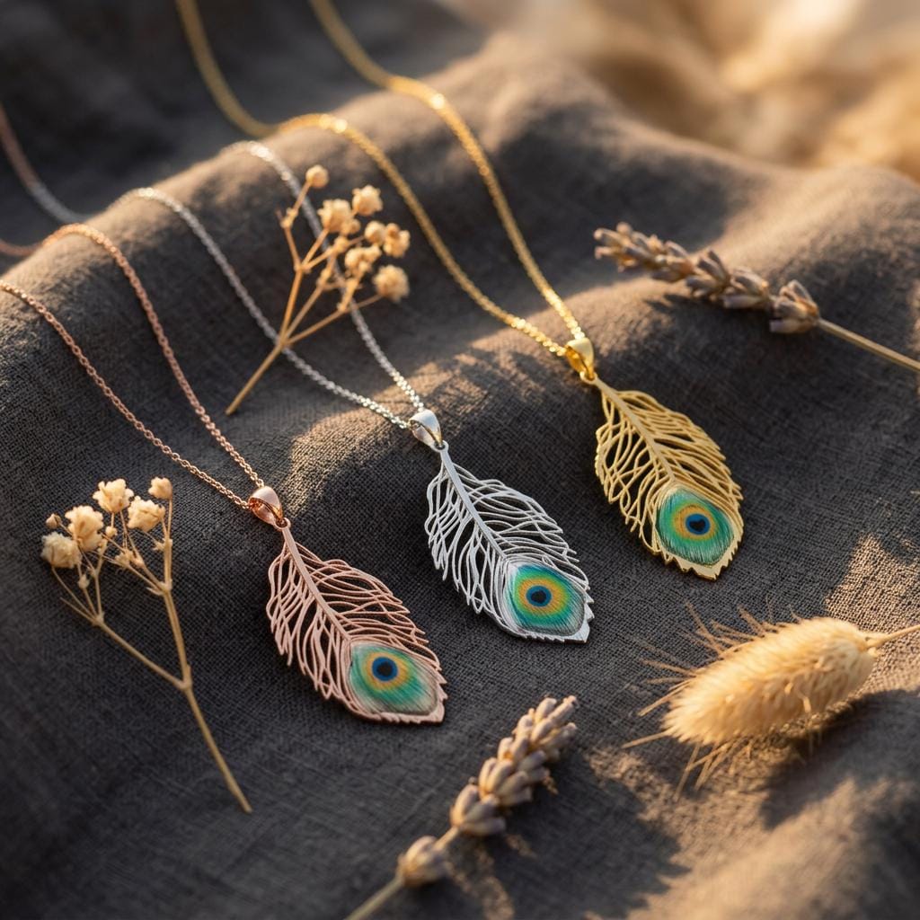 Peacock Feather Necklace With Eyil Eye, Peacock Necklace, Dainty Feather Necklace,Elegant Peacock Necklace Gift For Mom,Nana