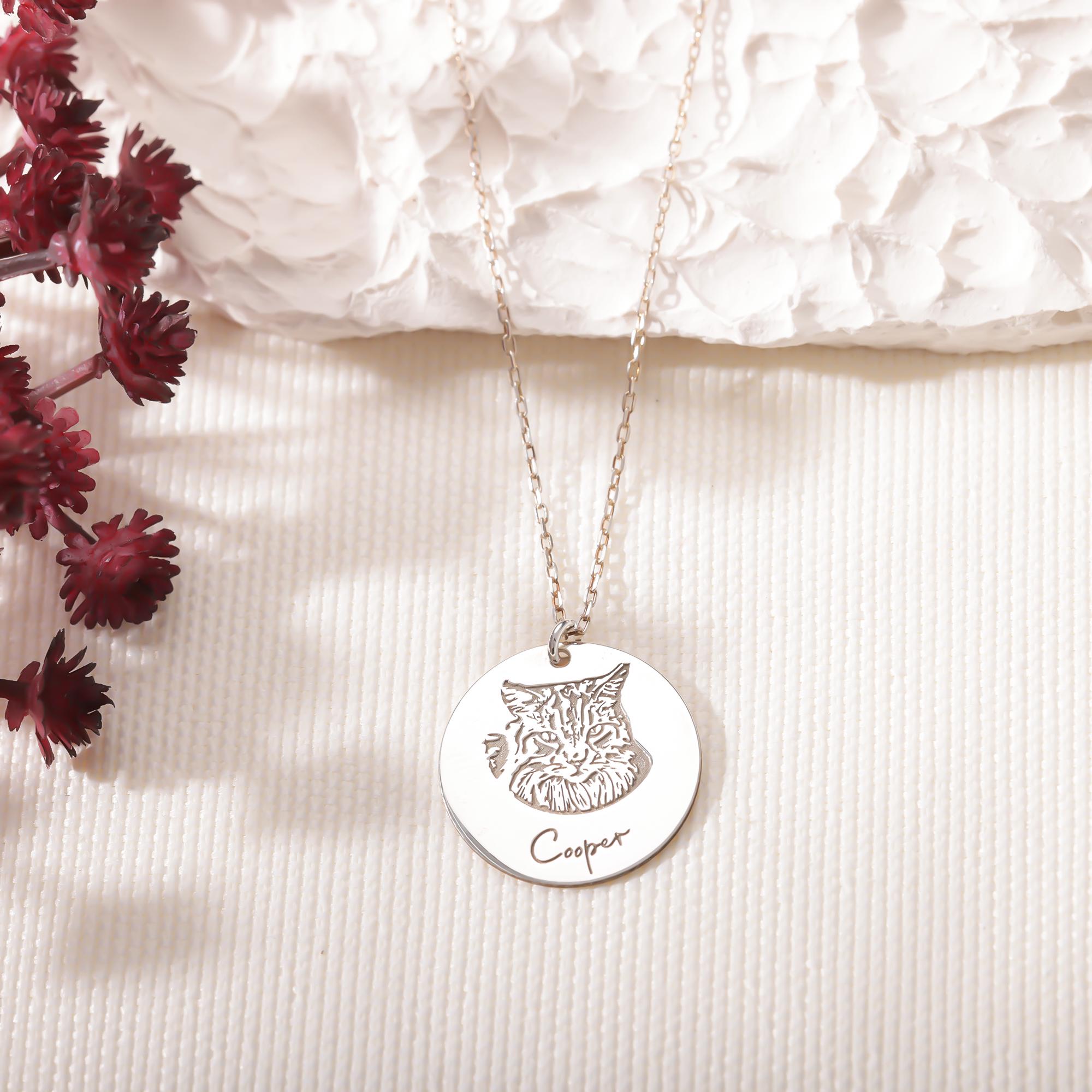 Personalized Pet Portrait Necklace,Custom Dog Memorial Jewelry, Pet Photo Necklace,Family Keepsake Gift for Pet Lovers, Gift for Cat,Dog Mom