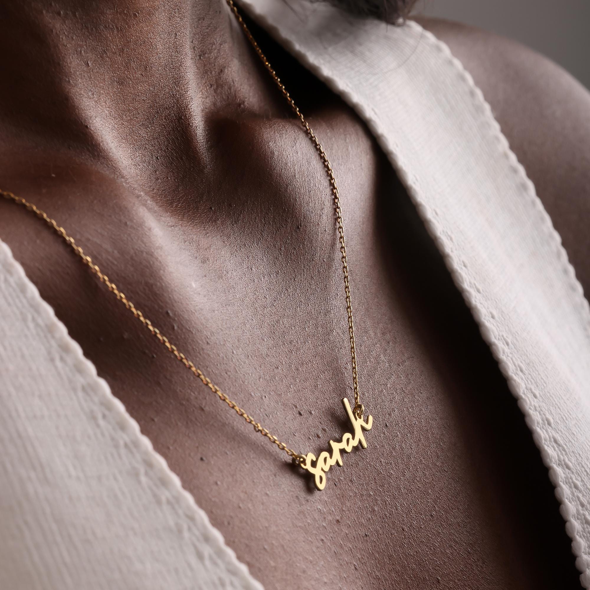 Personalized Lowercase Name Necklace,Minimalist Cursive Font Necklace,Dainty Small Jewelry, Handmade Silver Pendant,Gift for Her,Mom,Grandma