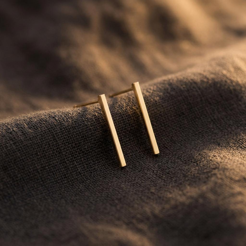 Tiny Bar Stud Earrings, Gold Bar Line Earrings for Women, 18K Gold Plated Minimalist Stud Jewelry, Simple Everyday Gift for Her