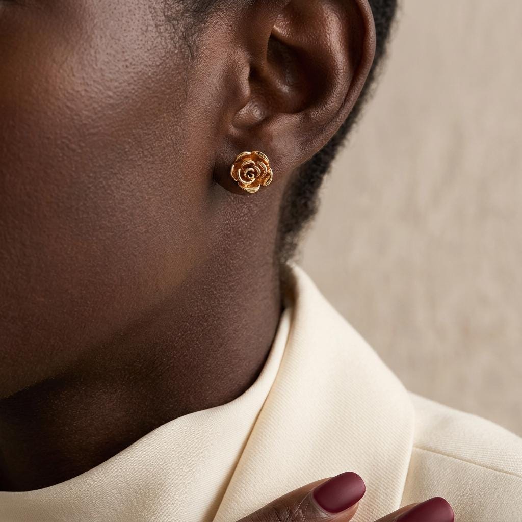 Tiny Rose Stud Earrings, Dainty Flower Earrings, Gold Rose Earrings, Minimalist Floral Earrings, Everyday Jewelry, Gift for Her, Bridesmaid