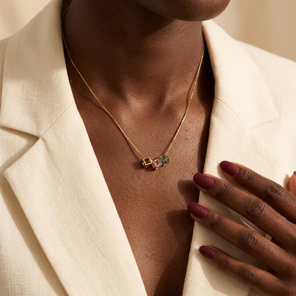 18K Gold Birthstone Necklace, Minimalist Necklace, Dainty Birthstone Necklace, Christmas Gift for Mom,Gift for Her, Mothers Day Gift for Mom