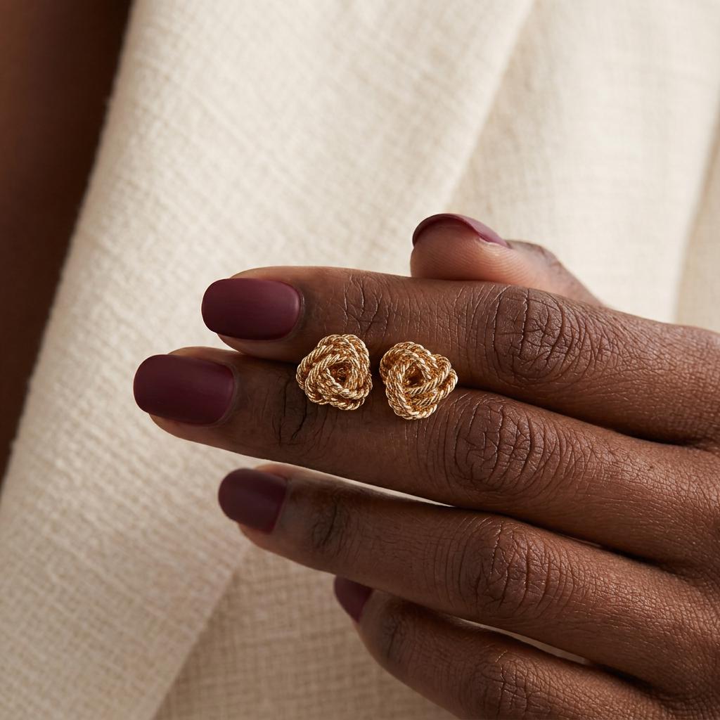 Elegant Love Knot Stud Earrings: Dainty Minimalist Gold Design Statement Earrings, Bridesmaid Jewelry, Everyday Earrings, Gift for her, Love