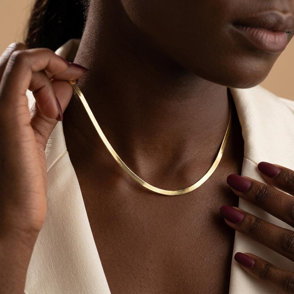 Snake Chain Necklace, Herringbone Necklace, Gold Snake Chain, Dainty Choker Necklace, Layering Chain, Gift for Her Women, Mom, Grandma