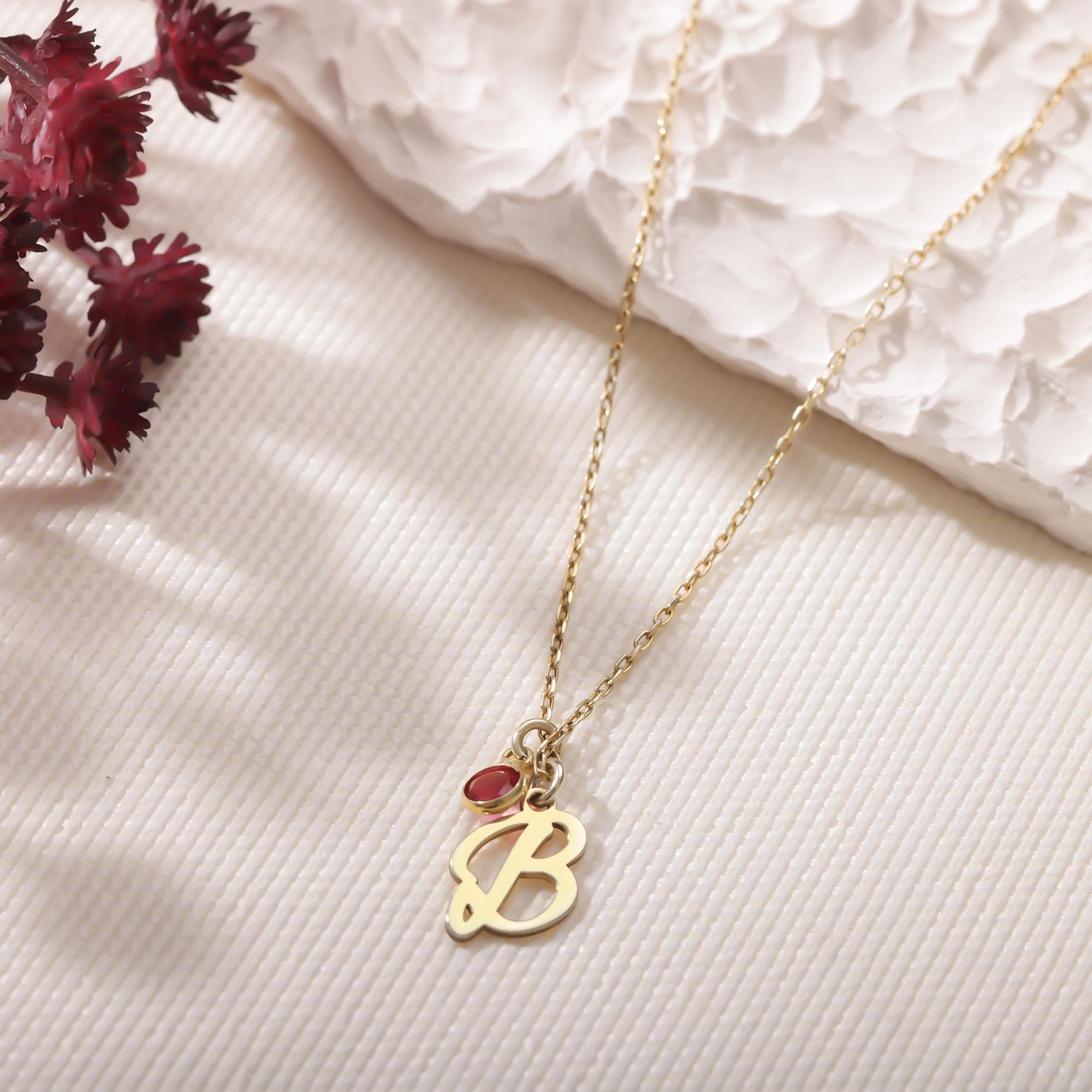 Minimalist Initial Necklace with Birthstone, Custom Letter Necklace, Birthstone Jewellery Kids Necklace Dainty Mothers Day/Birthday Gift