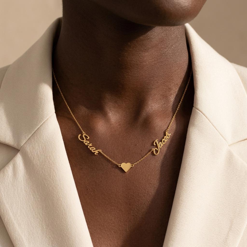 14K Gold Double Name Necklace, 2 Name Custom Name Necklace ,Family Name Necklace, Kids Name Necklace Mother’s Day Jewelry For Mom Grandma