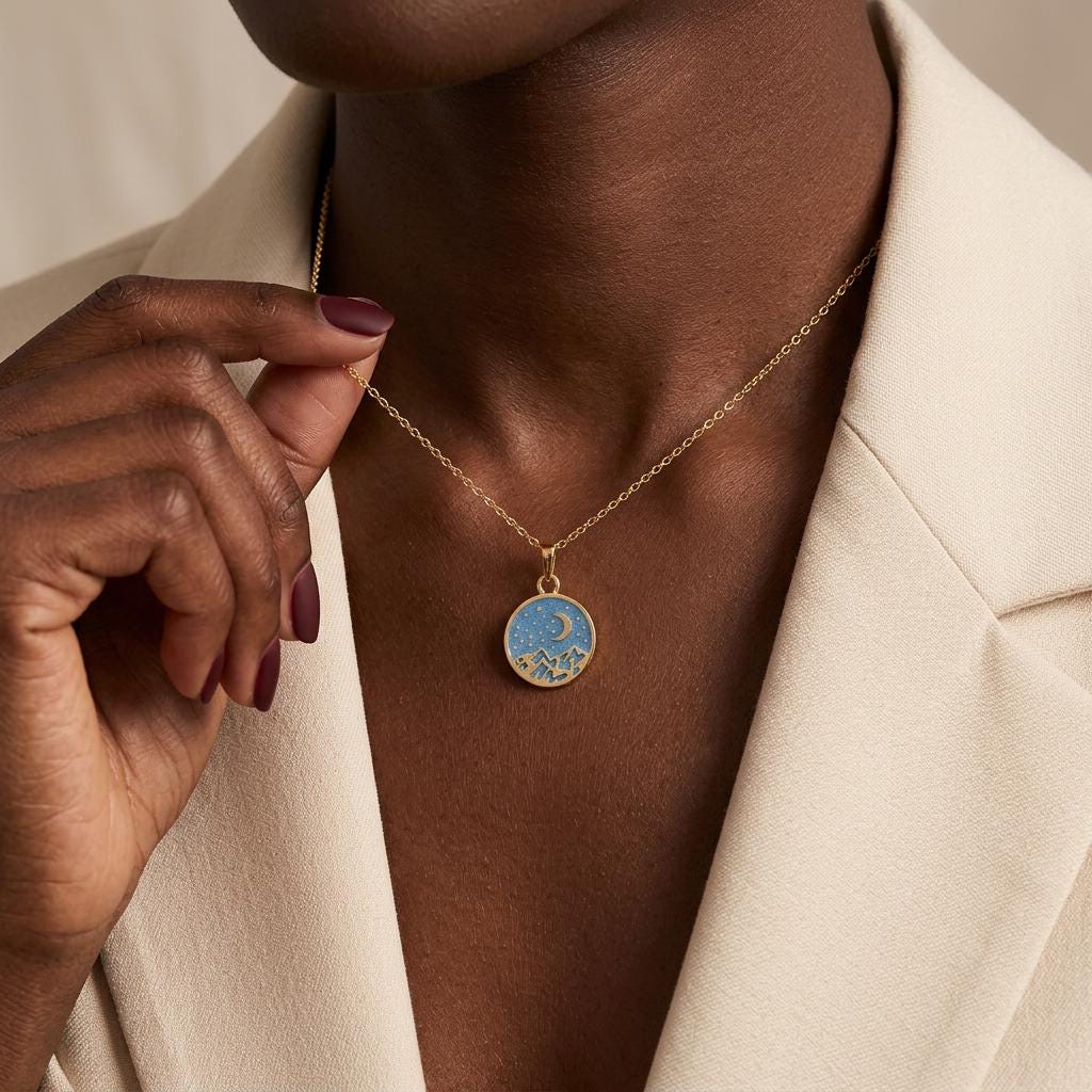 Handmade Enamel Mountain Necklace: Personalized Landscape Pendant, Delicate, Colorful, Friend Bridesmaid Gift Wanderlust Travel Jewelry
