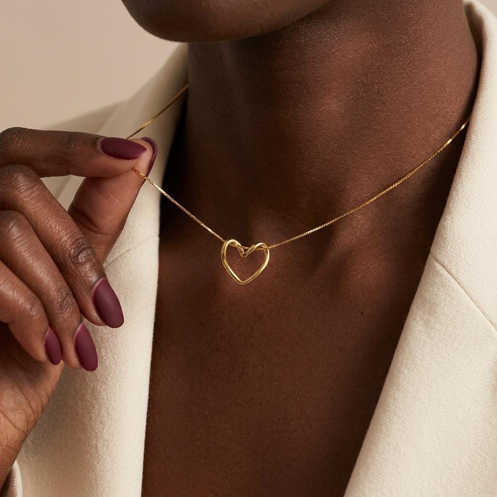 Gold Heart Necklace, Heart Charm Necklace, Love Necklace, Minimalist Heart Necklace, Cute Jewelry, Valentines Gift, Gift for Her