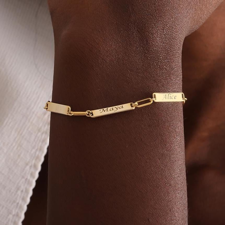 Custom Multiple Name Bracelet, Kids Names Bracelet, Personalized Mini Bar Bracelet Mothers Day, Family Keepsake Gift for Mum
