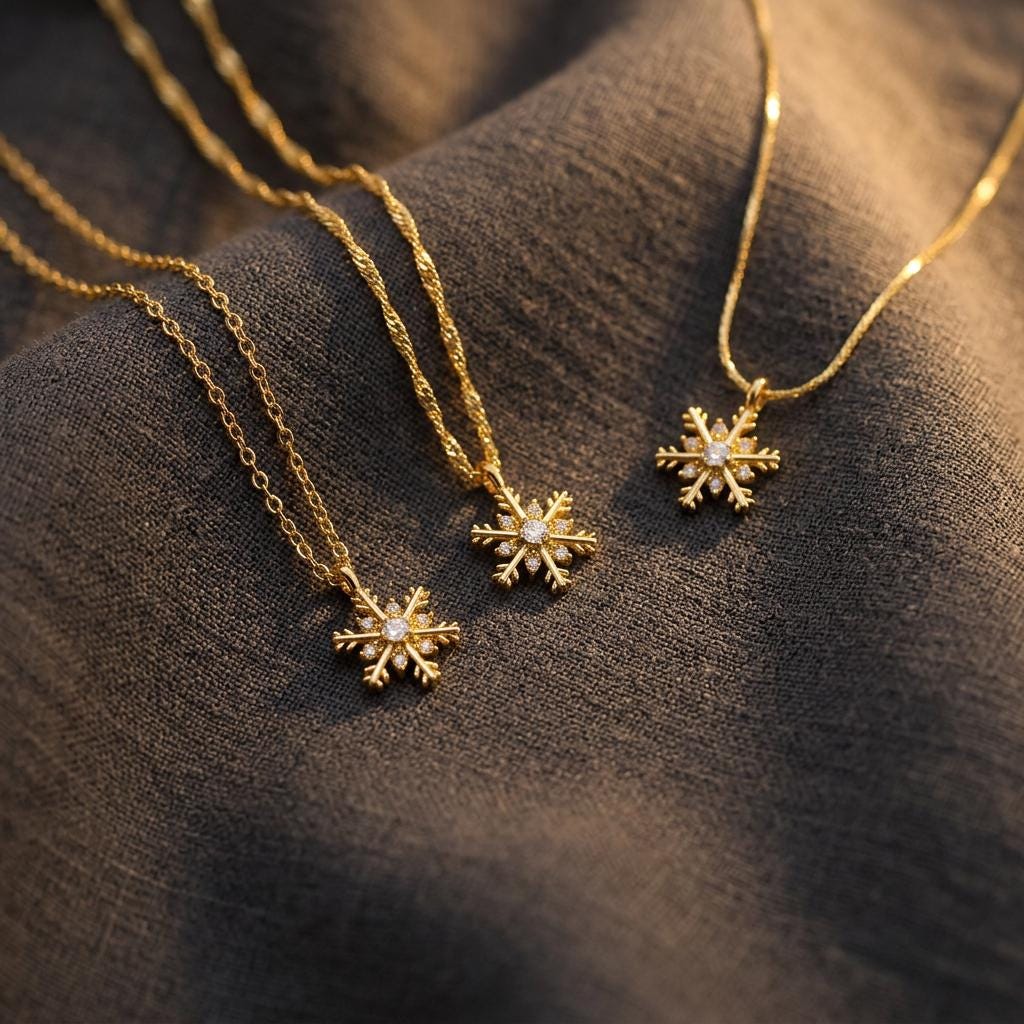 18K Snowflake Pave Necklace Delicate Necklace Snowflake Pendant Necklace Girlfriend Gift,Minimalist Jewelry, Everyday Necklace, Gift for Her