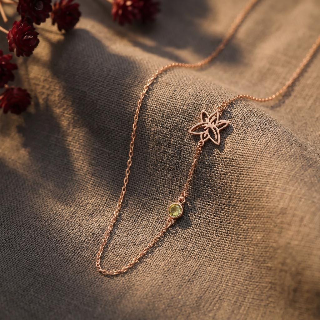 Personalised Initial Birthstone Birth Flower Necklace, Family Bouquet Jewellery, Meaningful Gift for Mum Grandma Her