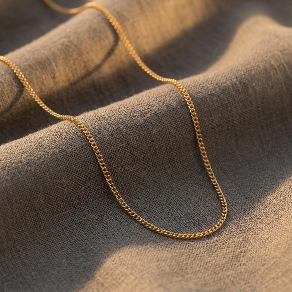 14K Gold Curb Chain Necklace, Dainty Cuban Link Chain | 925 Silver Chain Necklace | Thin Gold Chain, Waterproof Necklace Gift for Mom,Nana