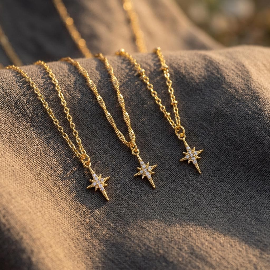 Tiny North Star Pave Pendant Necklace, Celestial Necklace, Minimalist Star Necklace, Polaris Necklace, Gift for her,Mom,Nana