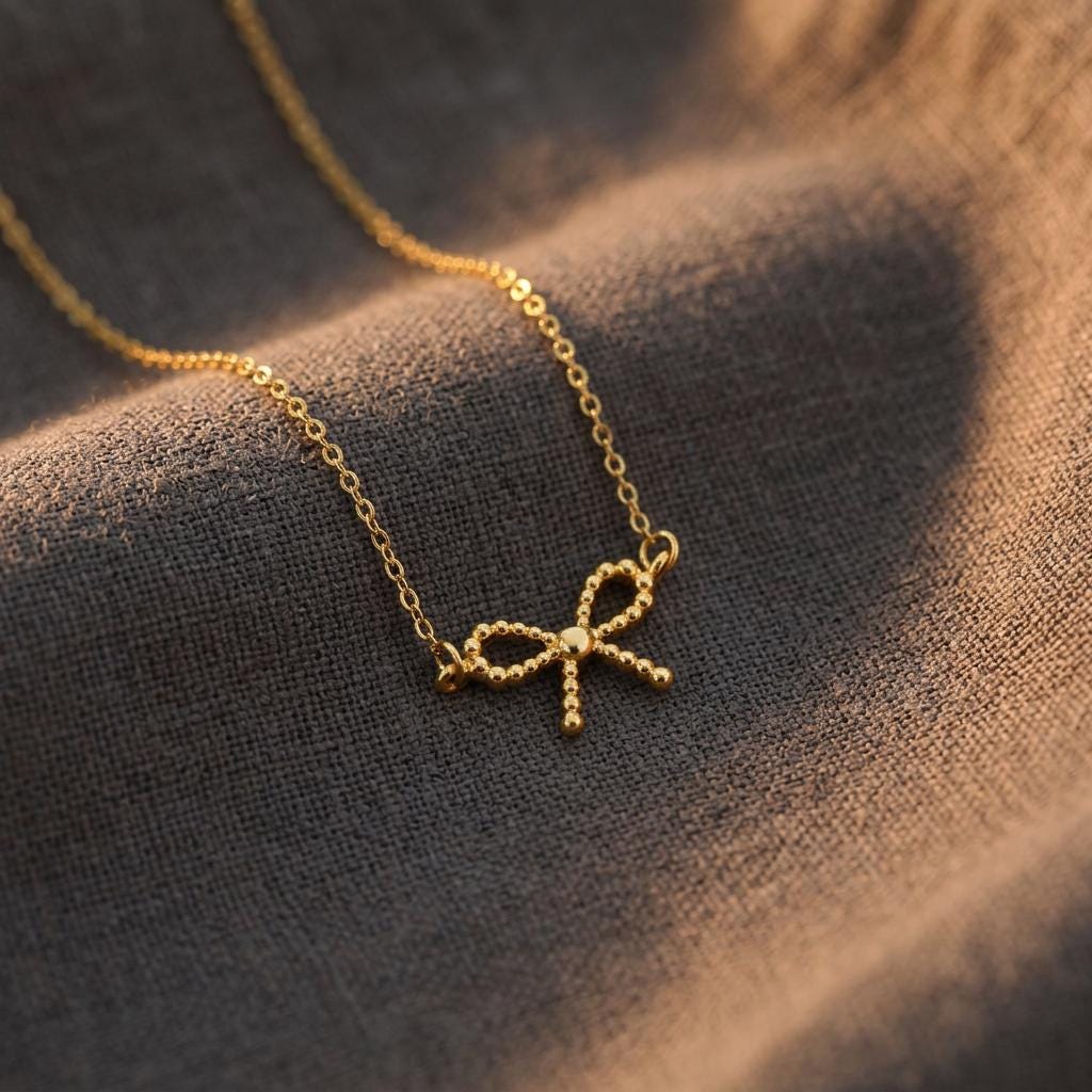 Dainty Bow Necklace,Gold Bow Necklace,Silver Bow Necklace,Ribbon,Trendy Bow,Best Friend Gift,Bridesmaid Gift,Minimalist Jewelry