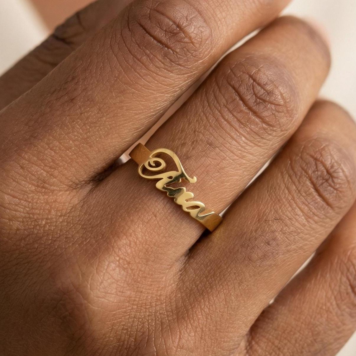 Personalized Name Ring, Custom Handwritten Name Ring, Dainty Gold Ring for Women, Minimalist Name Jewelry, Mothers Day Gift