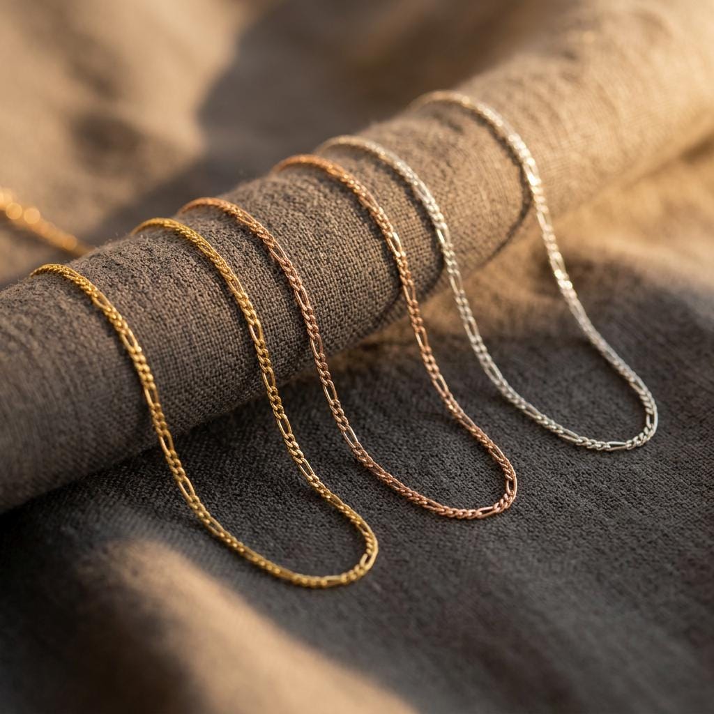 14k Gold Figaro Chain Anklet: Simple Everyday Bracelet, Minimalist Jewelry, Gift for Her, Mom, Grandma