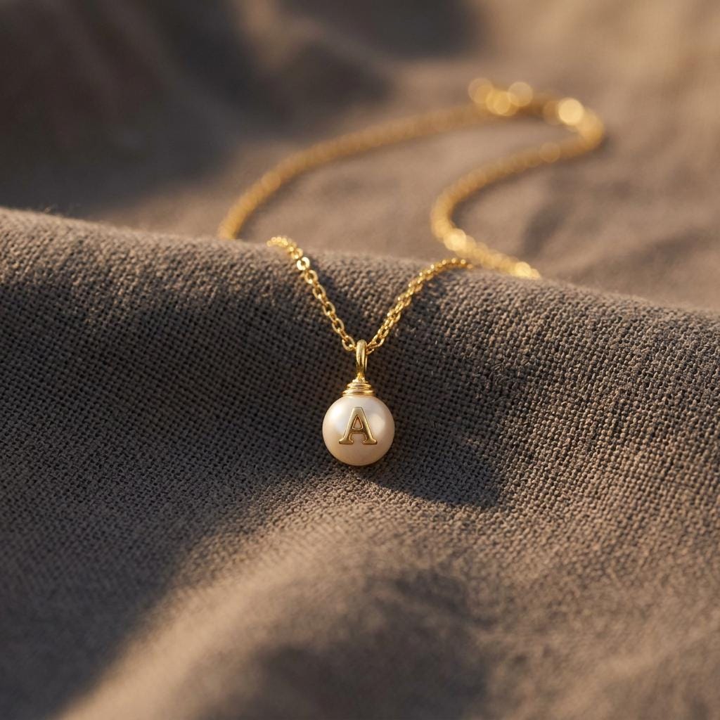 Custom Pearl Initial Necklace, Pearl Necklace, Personalized Letter Necklace with Pearl Bridesmaid Gift for Her,Mom Gift, Gift for love