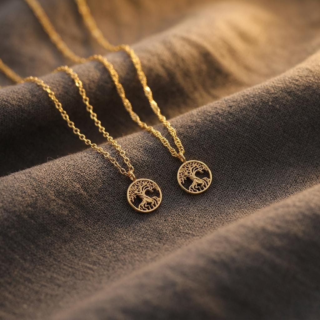 Tree of Life Necklace, Family Tree Coin Necklace for Women, Gold Plated Minimalist Spiritual Jewelry, Everyday Gift for Her Women