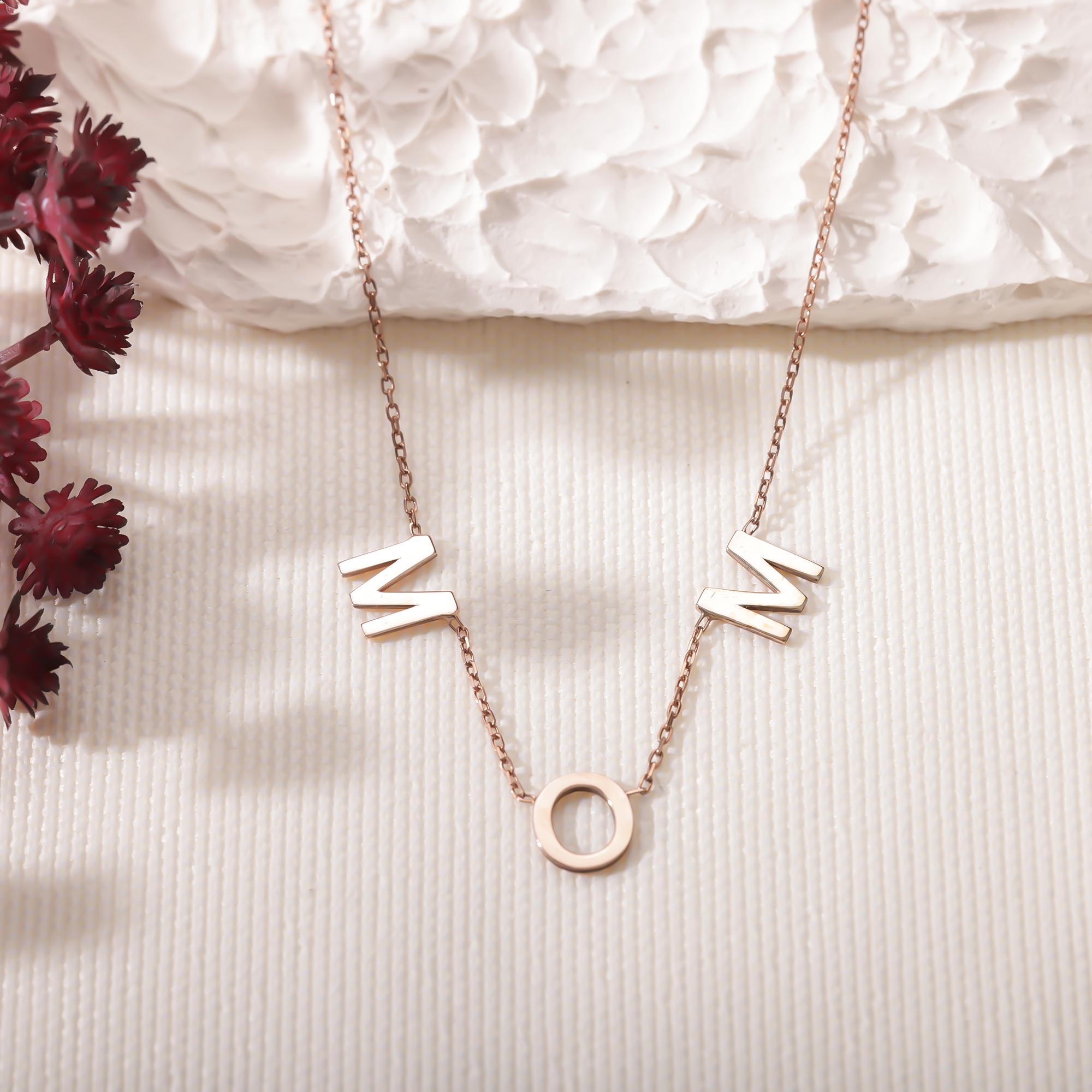 Custom Letter Necklace, Initial Necklace, Personalized Name Necklace, Spaced Letter Necklace, Personalized Name Jewelry,Gift for Mom,Grandma