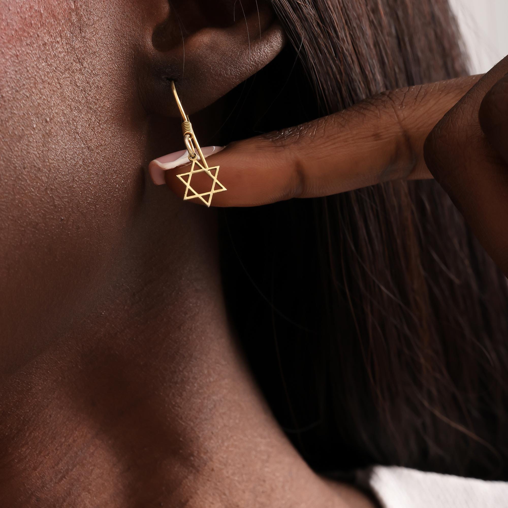 Star of David Earrings, Dainty Star Earring, Gold Earrings, Handmade Jewelry, Magen David, Jewish Religious Judaica, Gift for Her, Mom