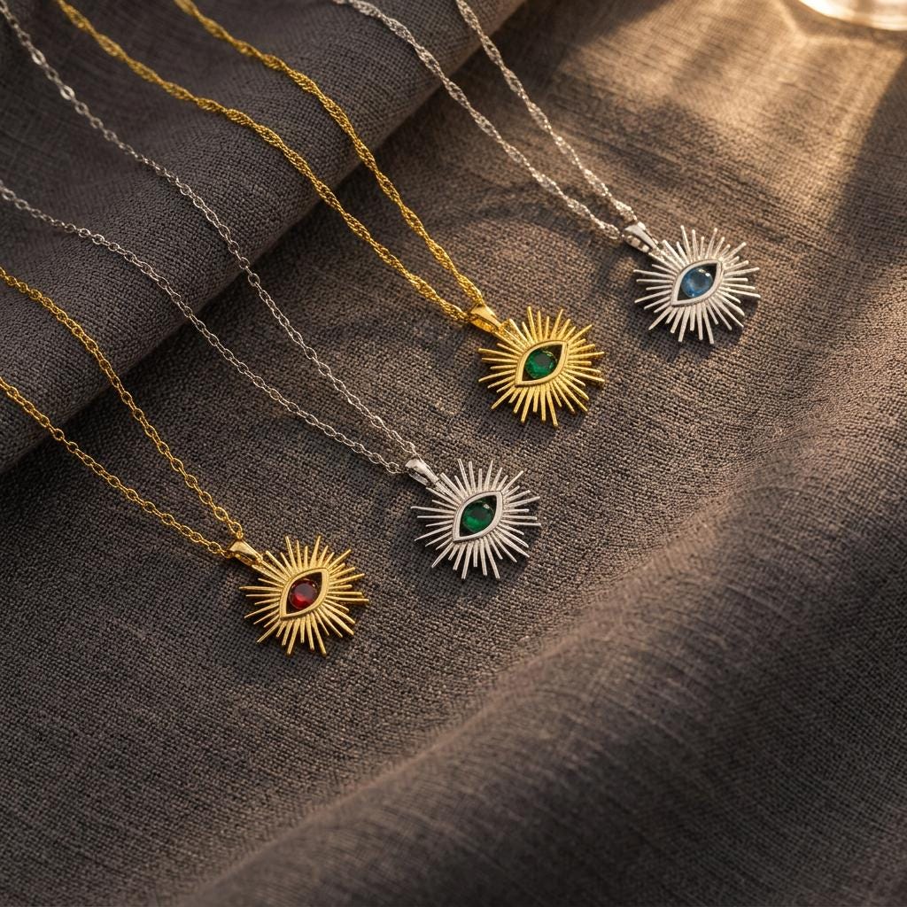 18K Gold Evil Eye Pendant Necklace,Minimalist Protection Jewelry,Protection Jewelry,Minimalist Lucky Charm Necklace, Gift for Mom,Nana