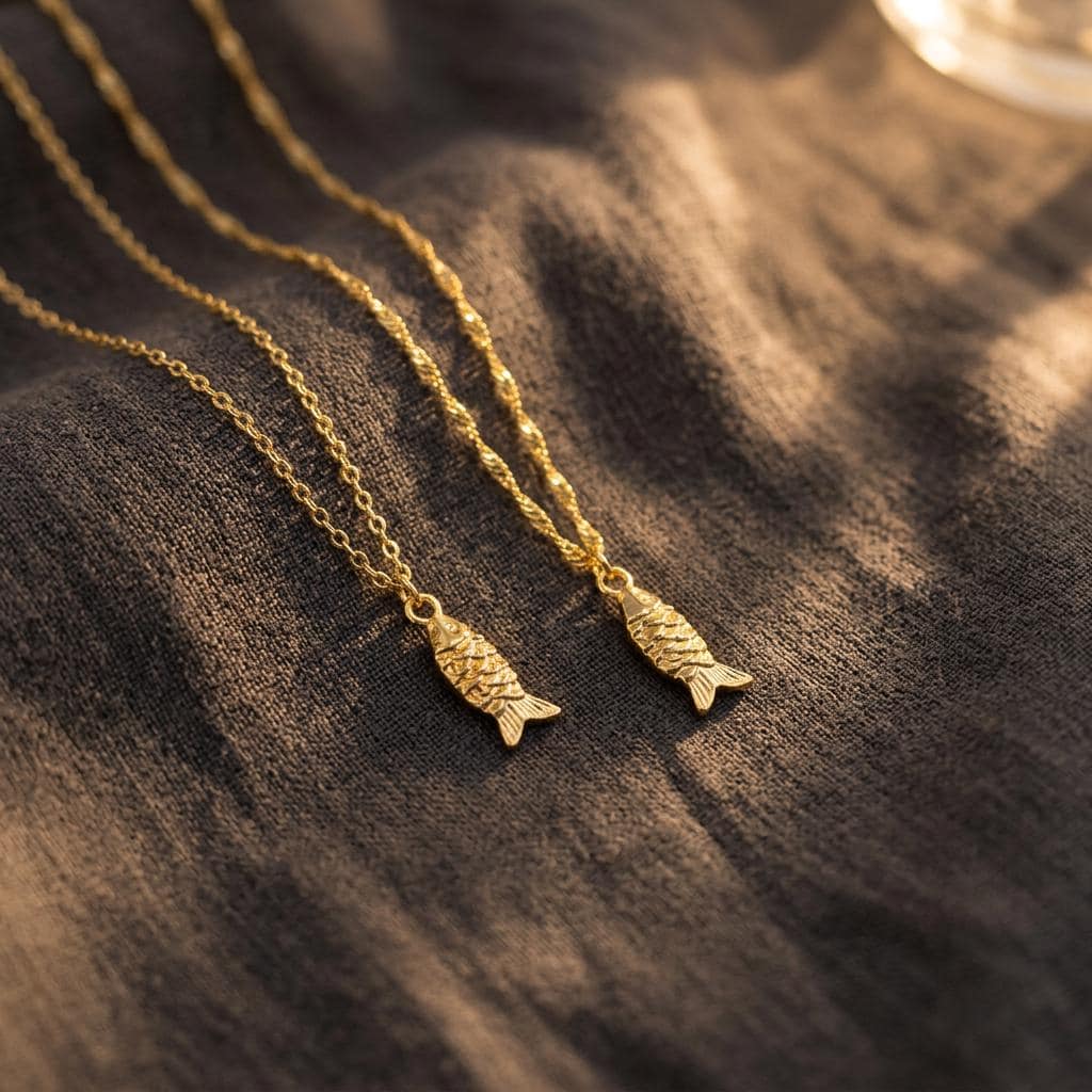 Gold Fish Necklace, Tiny Marine Fish Pendant for Women, Minimalist Ocean Beach Jewelry, Cute Everyday Gift Necklace for Her