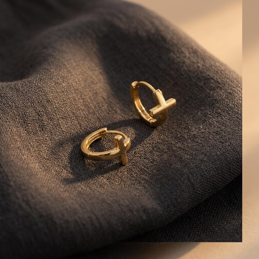 Cross Huggie Hoop Earrings, Dainty Small Gold Cross Earrings, Friendship Jewelry, Trendy Best Friend Gift, Christian Jewelry, Gift for Her