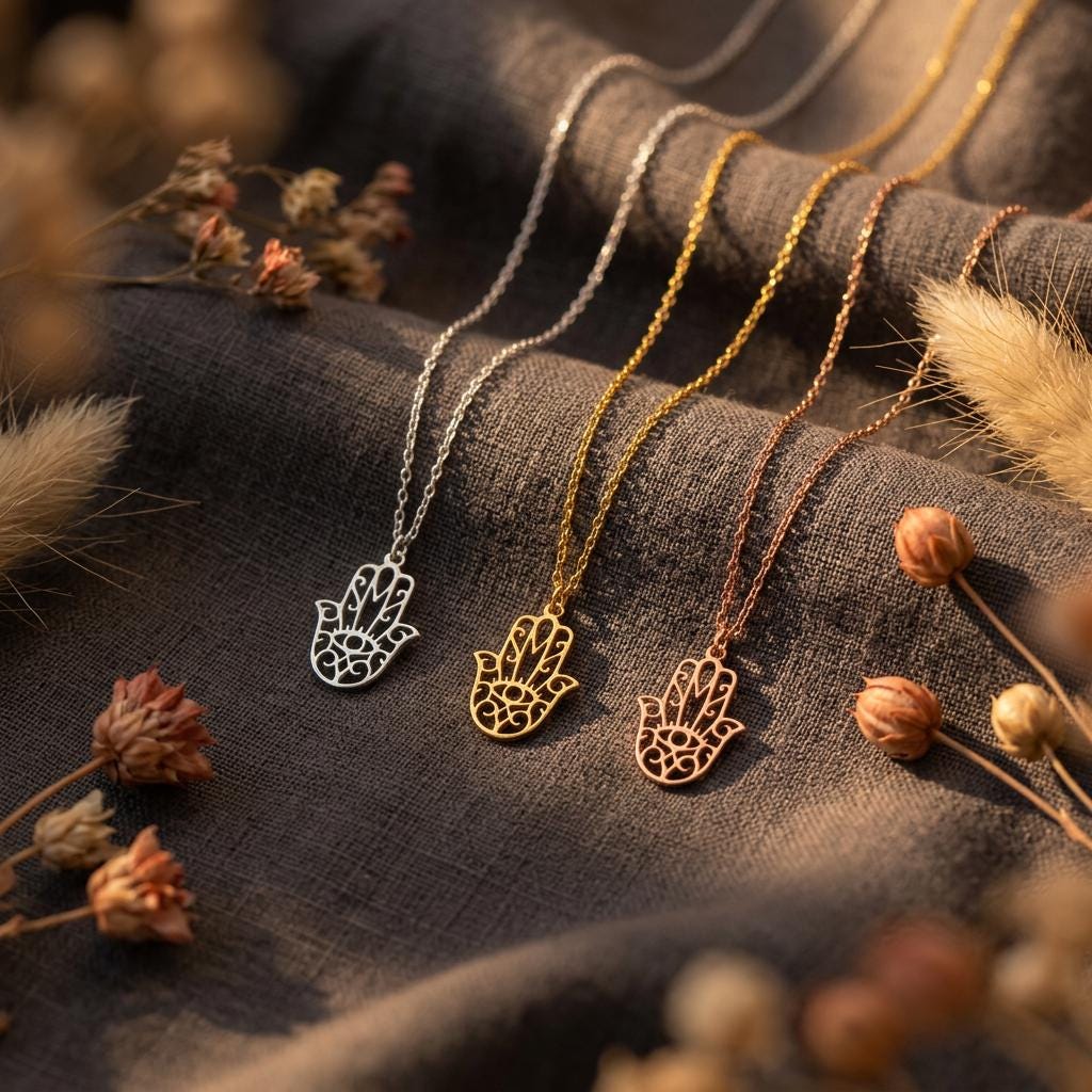 Gold Hand Of God Necklace, Custom Hamsa Necklace, Protection Pendant, Hamsa Charm Necklace, Religious Necklace, Bat Mitzvah Gift