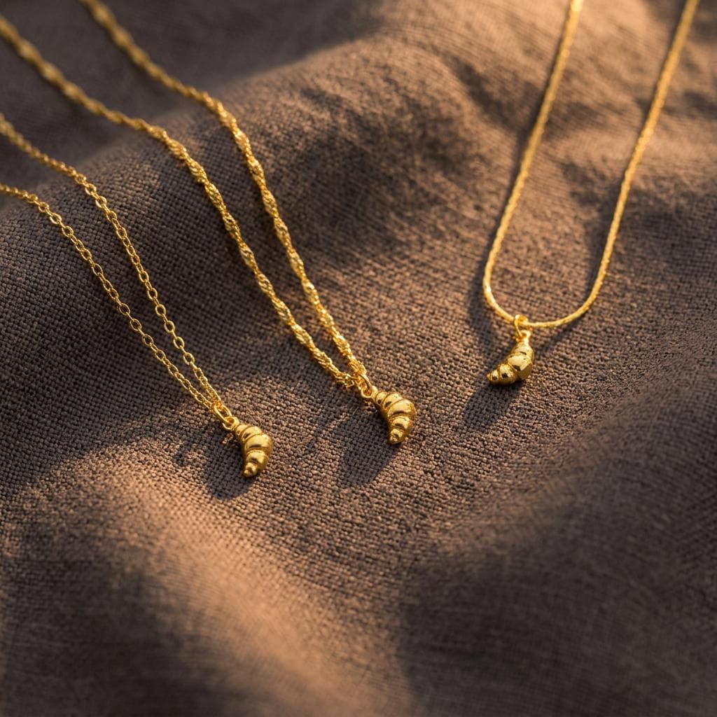 18k Gold Plated Croissant Necklace, French Pastry Necklace, Cute Food Necklace, Minimalist Jewelry for Her