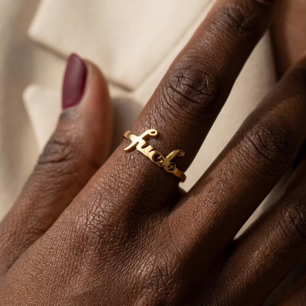 Sterling Silver Fuck Ring: Edgy Statement Jewelry, Breakup Gift, Divorce Ring, Dainty Gothic Ring Gift for Her