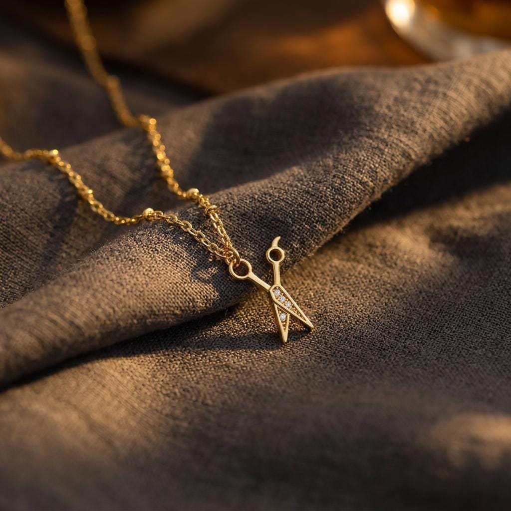 Scissors Necklace, Gold Hairdresser Necklace for Women, Pave Scissors Pendant Jewelry, Minimalist Everyday Gift for Her Women