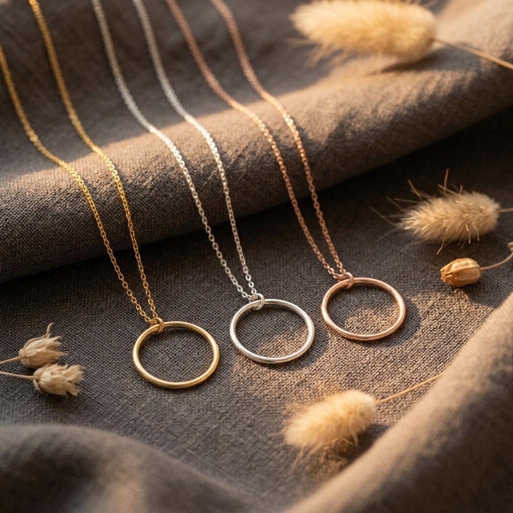 Sterling Silver Circle Necklace Dainty Gold Circle Necklace Simple Circle Necklace Circle Pendant Necklace for Mom, Gift For Grandma