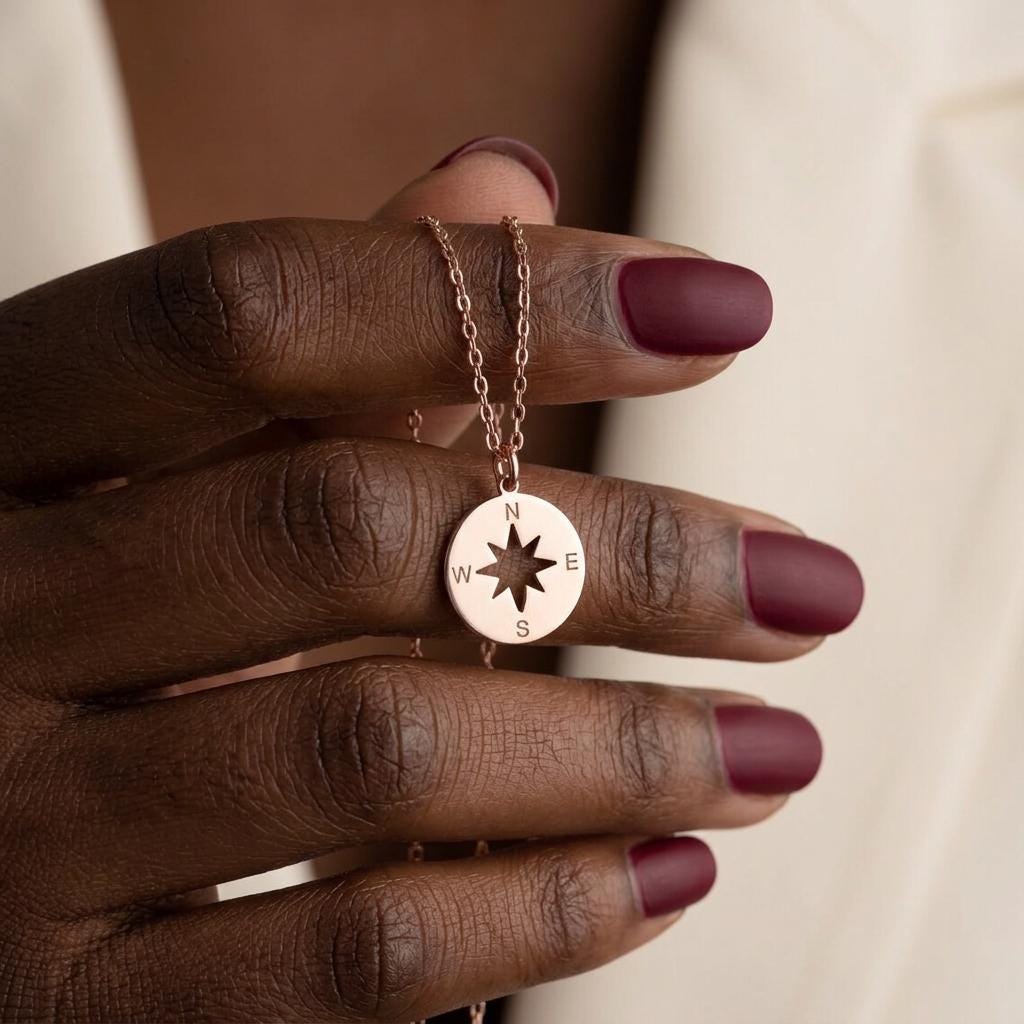Compass Necklace, Gold Compass Pendant, Nautical Necklace, Travel Jewelry, North Star Necklace, Gift for Her Adventurer Mom