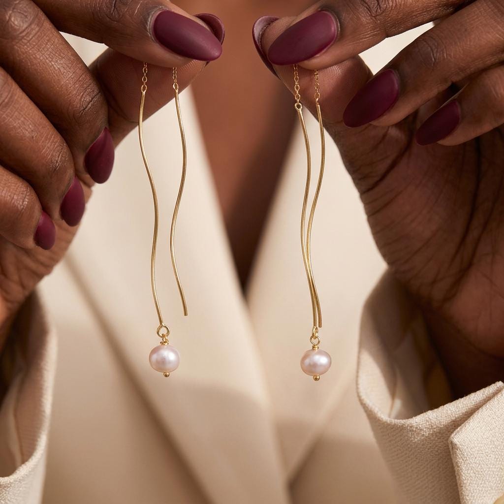 14k Gold Freshwater Pearl Threader Earrings: Dainty Baroque Style,Minimalist Threader Gift Mothers day Gift For Mom Grandma