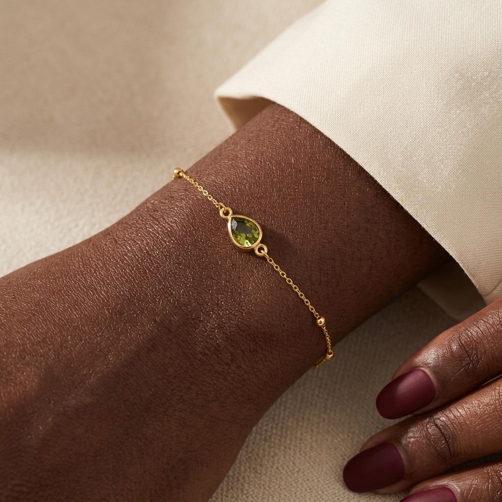 Personalized Birthstone Bracelet Teardrop Family Gemstone JewelryDainty Personalized Bracelet with Infinity Crystals Gift for Mom Grandma