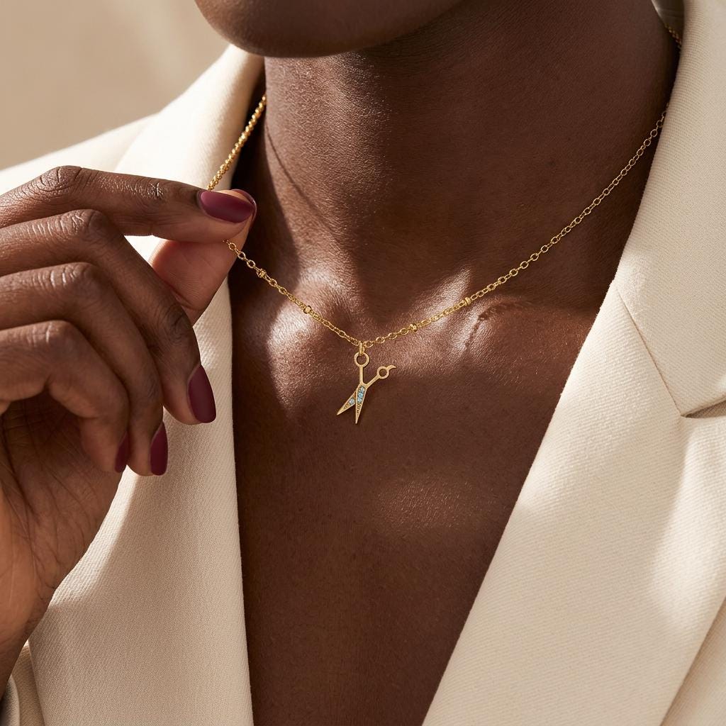Scissors Necklace, Gold Plated Pave Hairdresser Necklace, Tiny Scissors Pendant Jewelry, Everyday Necklace Gift for Her Women